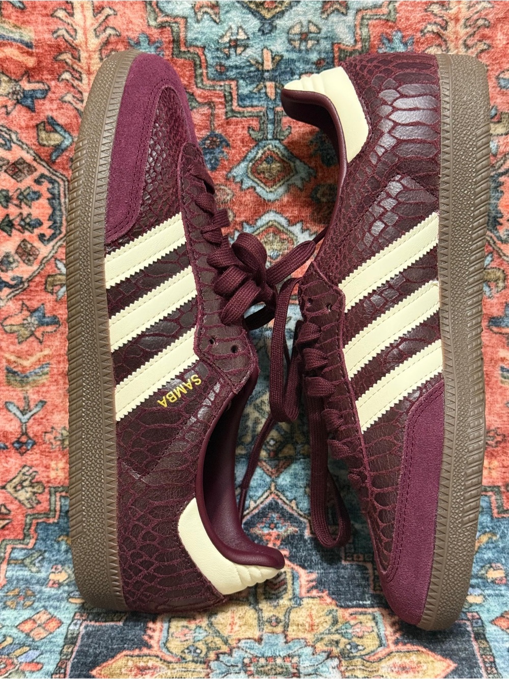adidas Samba OG Snakeskin Maroon Cream White (Women's)